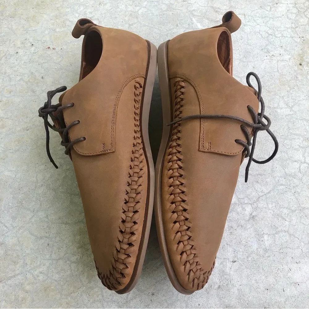 Rodd & Gunn Hamilton Huarache Loafers Brown Leather Woven Derby Shoes EU 45